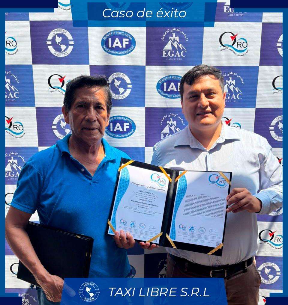 Taxi Libre SRL - Certificado obtenido